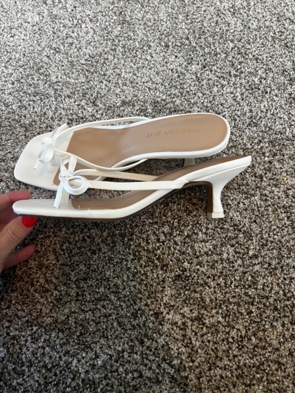 Madden Girl White Bow Toe-Loop Sandals - Picture 2 of 3